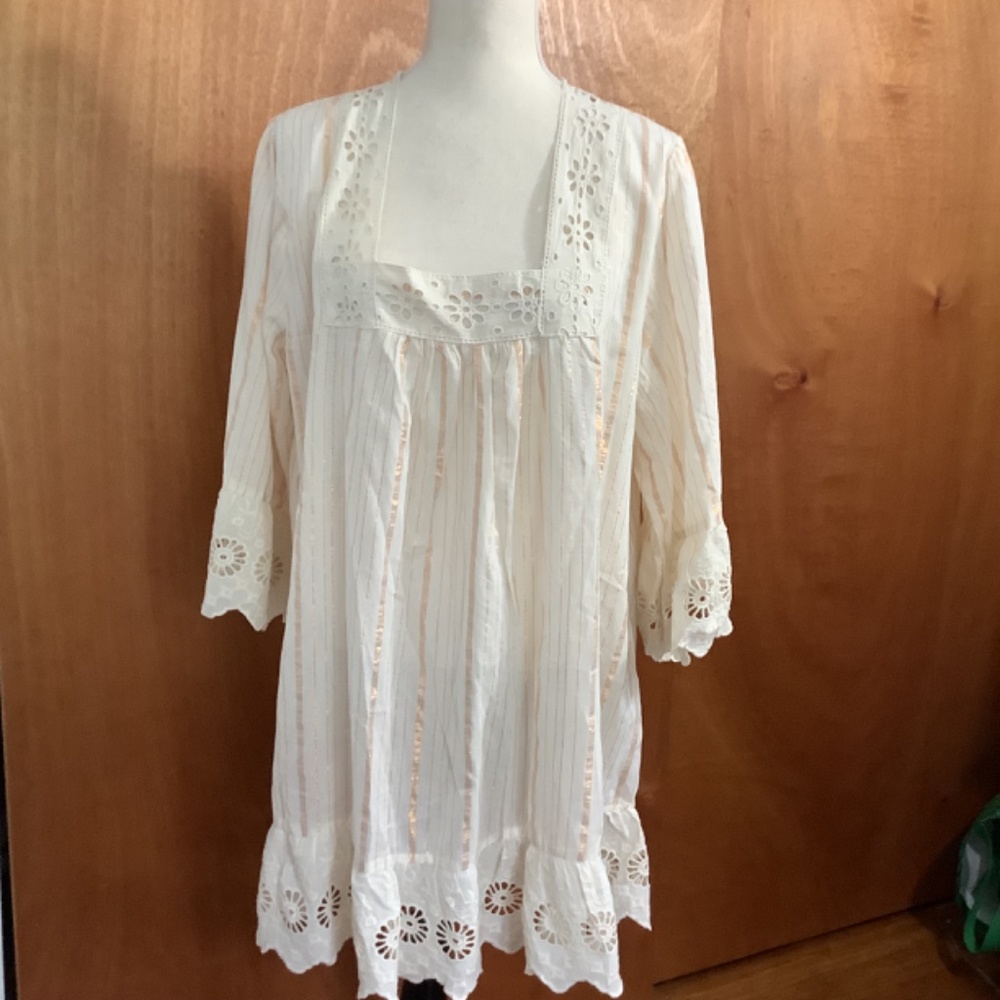 NWT NA00 NATION AK OUTFITS PLUS 2X IVORY BLOUSE TUNIC MINIDRESS GOLDEN STRIPES - Picture 2 of 16